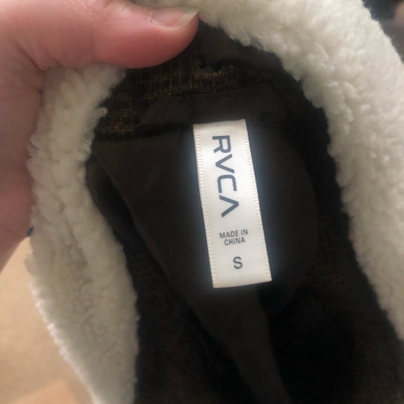 RVCA brown sherpa collar wool blend jacket - Picture 2 of 4